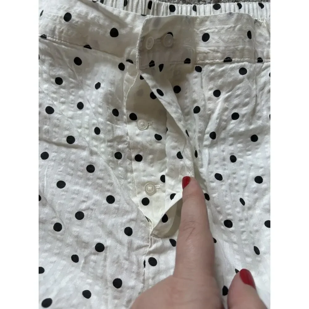 Aerie Women's Seersucker Black And White Polka Dot Shorts Size Large NWT